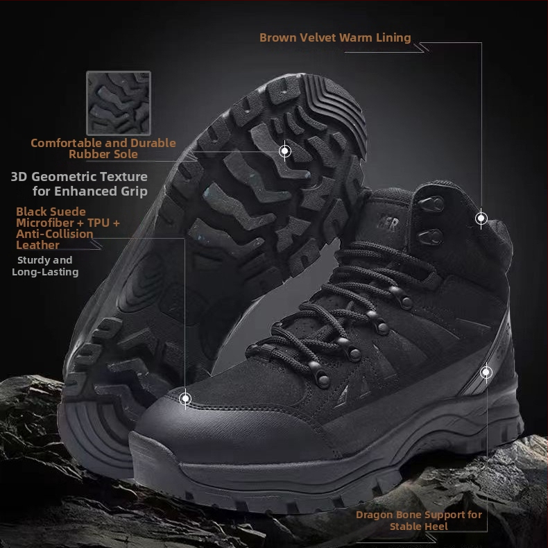 Zimske čizme za snijeg s flis unutrašnjosti, debela izolacija, gornji dio od microfiber TPU kože, protuklizna gumena potplat, srednja visina čizme