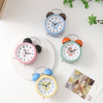 Будилник за бюро с карикатурен дизайн – батерийно захранване, едностранен, аналогово и дигитално показване, светещ звънец, плавно движение на секундата