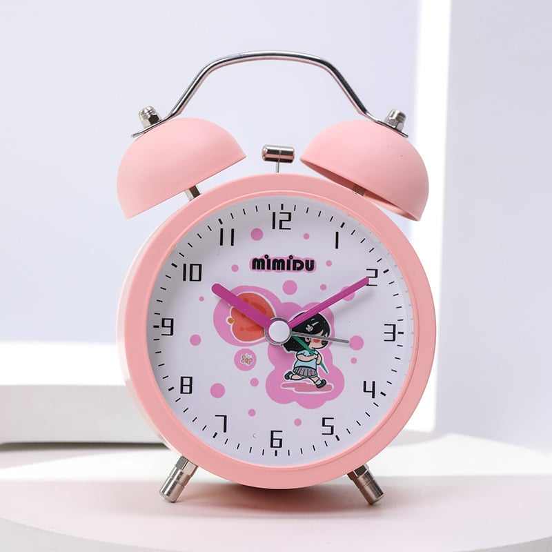 Будилник за бюро с карикатурен дизайн – батерийно захранване, едностранен, аналогово и дигитално показване, светещ звънец, плавно движение на секундата