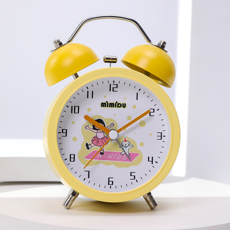 Будилник за бюро с карикатурен дизайн – батерийно захранване, едностранен, аналогово и дигитално показване, светещ звънец, плавно движение на секундата