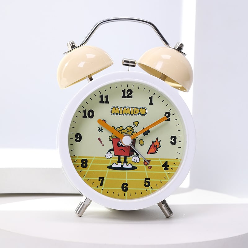 Будилник за бюро с карикатурен дизайн – батерийно захранване, едностранен, аналогово и дигитално показване, светещ звънец, плавно движение на секундата