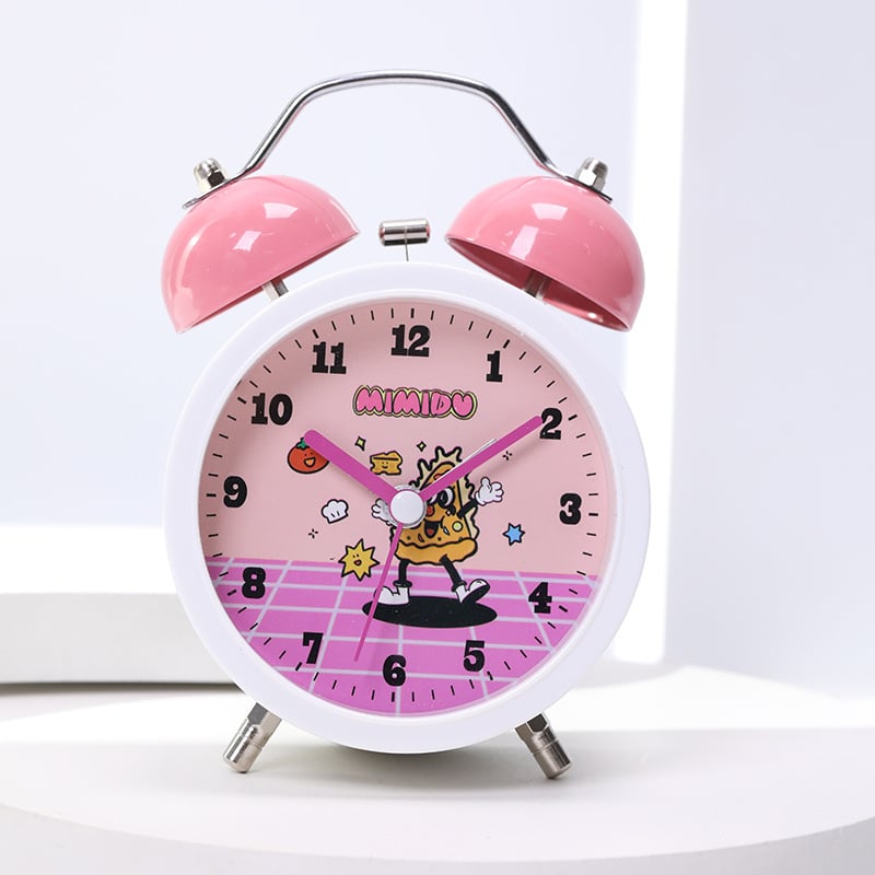 Будилник за бюро с карикатурен дизайн – батерийно захранване, едностранен, аналогово и дигитално показване, светещ звънец, плавно движение на секундата