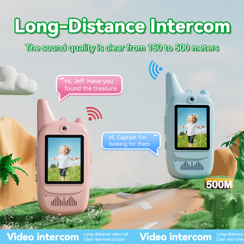 Dječji simulirani radijski telefon s video interkomom i funkcijom poziva, komunikacija roditelj-dijete, ABS plastika, s prikazom, za djecu 4–6 godina