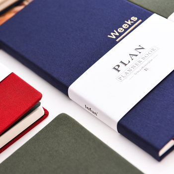 Bloc de notițe cu plan săptămânal, copertă din pânză, cusături, Dowling hârtie, 100–200 de pagini