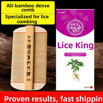 Pieptene pentru purici cu dinți ultra-densi pentru fete, din bambus tradițional, anti-mătreață și pentru ouăle puricilor la scalp