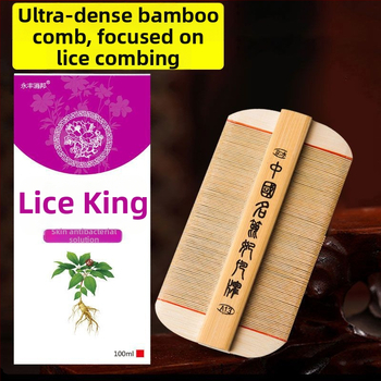 Pieptene pentru purici cu dinți ultra-densi pentru fete, din bambus tradițional, anti-mătreață și pentru ouăle puricilor la scalp