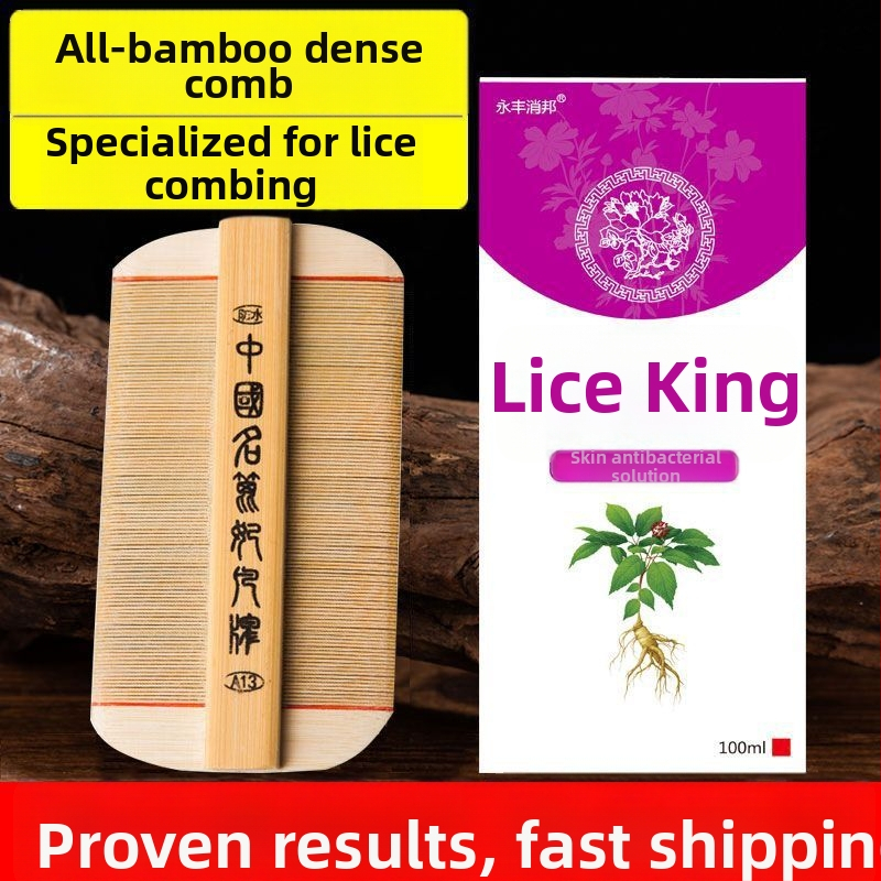 Pieptene pentru purici cu dinți ultra-densi pentru fete, din bambus tradițional, anti-mătreață și pentru ouăle puricilor la scalp