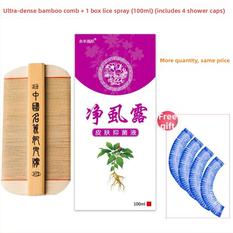 Pieptene pentru purici cu dinți ultra-densi pentru fete, din bambus tradițional, anti-mătreață și pentru ouăle puricilor la scalp