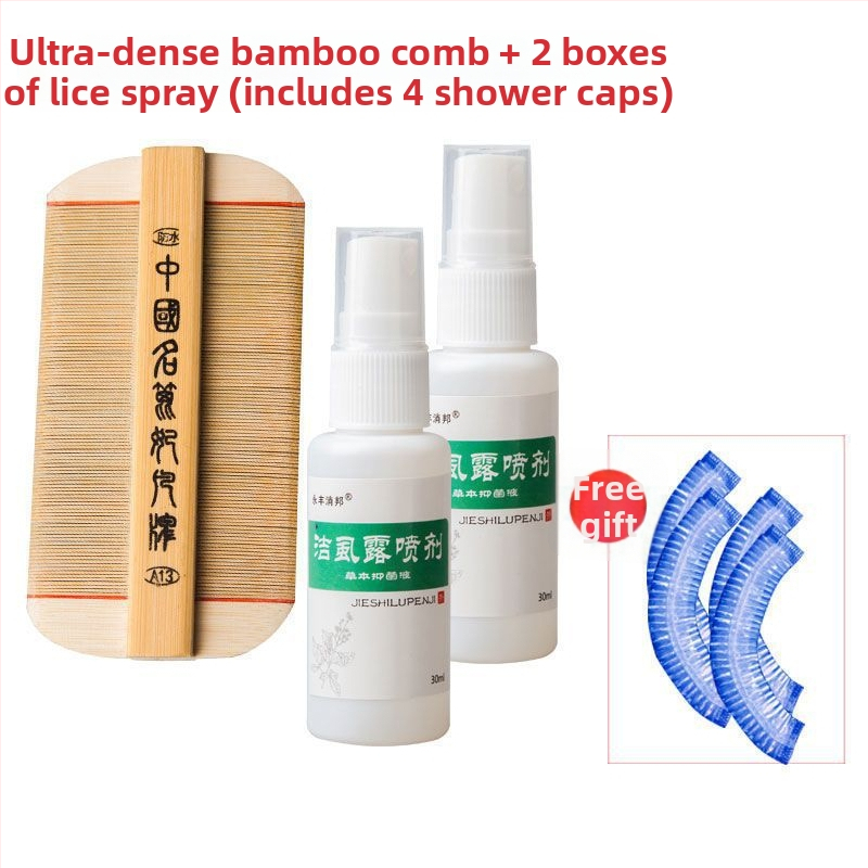 Pieptene pentru purici cu dinți ultra-densi pentru fete, din bambus tradițional, anti-mătreață și pentru ouăle puricilor la scalp