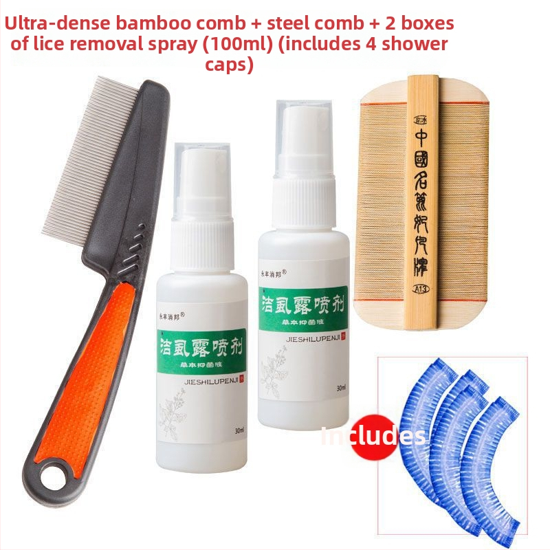 Pieptene pentru purici cu dinți ultra-densi pentru fete, din bambus tradițional, anti-mătreață și pentru ouăle puricilor la scalp