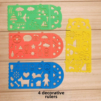 Tiankai 512 Plastový kaleidoskopický pravítko set pre deti - Viacfunkčné šablóny na kreslenie, model 512, Čistá hmotnosť 0.2