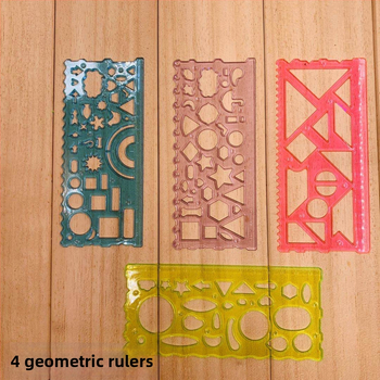 Tiankai 512 Plastový kaleidoskopický pravítko set pre deti - Viacfunkčné šablóny na kreslenie, model 512, Čistá hmotnosť 0.2