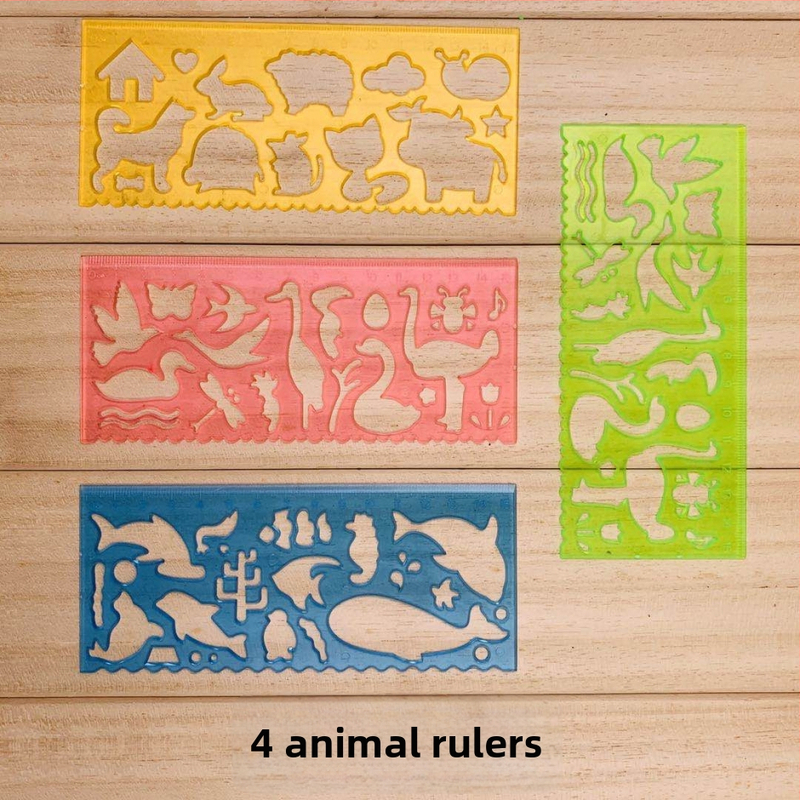 Tiankai 512 Plastový kaleidoskopický pravítko set pre deti - Viacfunkčné šablóny na kreslenie, model 512, Čistá hmotnosť 0.2