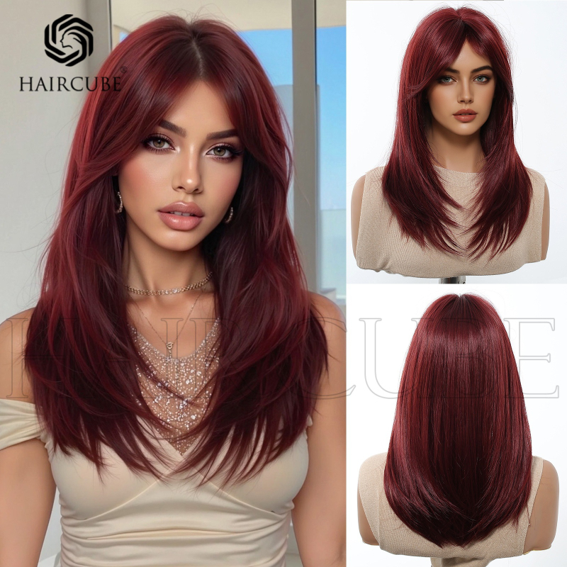 Haircube paróka, Lx-1295 sorozat, egyenes frufru, otthoni selyem haj, mechanizmus feldolgozás