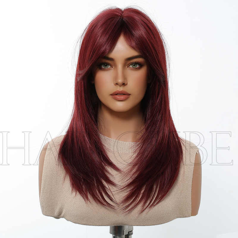 Haircube paróka, Lx-1295 sorozat, egyenes frufru, otthoni selyem haj, mechanizmus feldolgozás