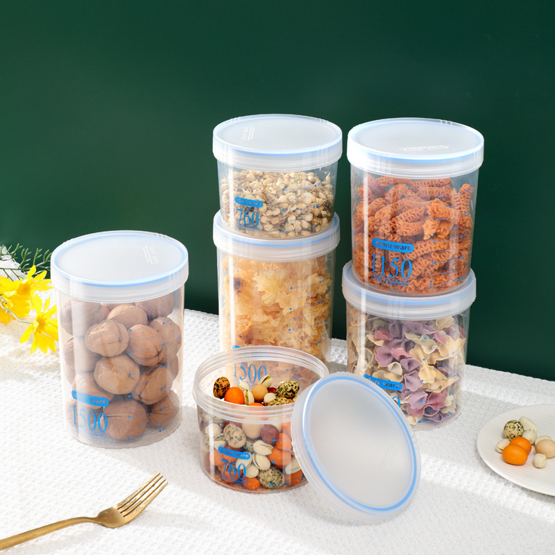 Posuda za zrnke i grickalice, plastična, prozirna, okruglog oblika, 1–2 L, Chunqun