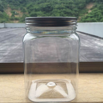 Медена бутилка LG081, PET квадратна прозрачна бутилка с алуминиев капак; опаковка: Can; материал: PET; цел: обща опаковка