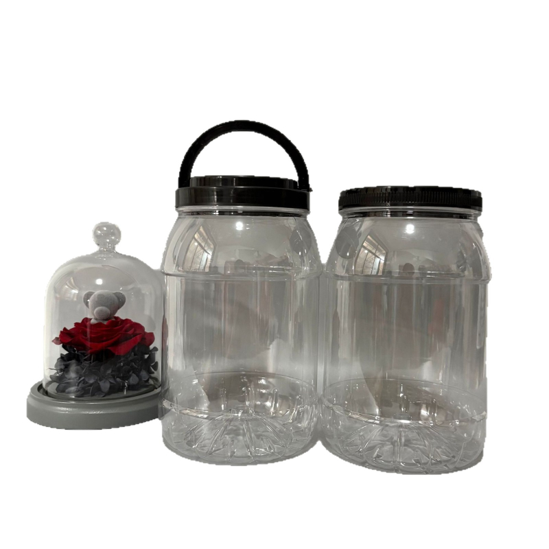 Plastična posuda s širokim otvorom, poklopac i ručka, zatvoren spremnik, težina 59,8 g