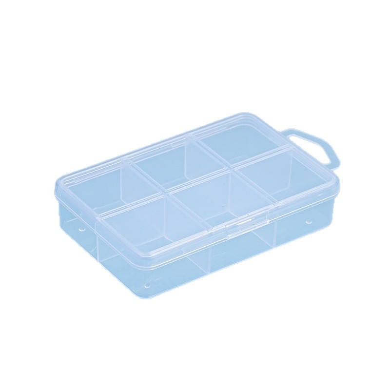 Cutie de depozitare pentru birou din plastic cu divizori și capac, rezistentă la praf, 2-6 compartimente, capacitate 1 L