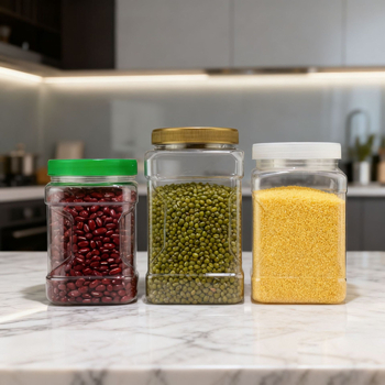 Kvadratni PET spremnik za pohranu užine, slatkiša i orašastih plodova | Moguć personalizirani tisak logotipa