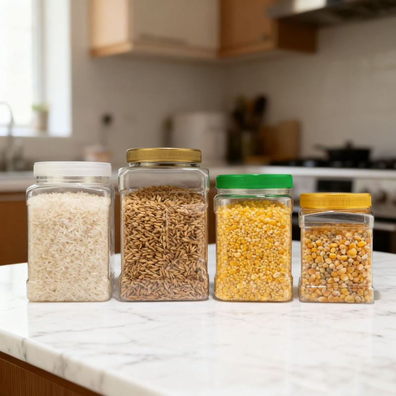 Kvadratni PET spremnik za pohranu užine, slatkiša i orašastih plodova | Moguć personalizirani tisak logotipa