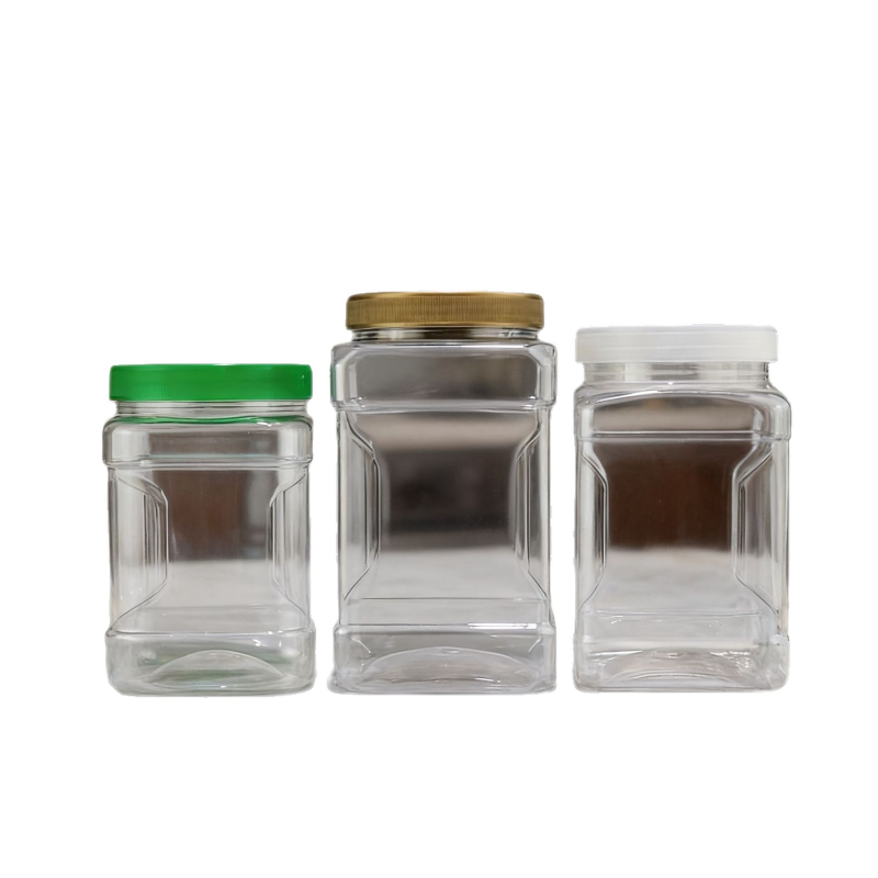 Kvadratni PET spremnik za pohranu užine, slatkiša i orašastih plodova | Moguć personalizirani tisak logotipa