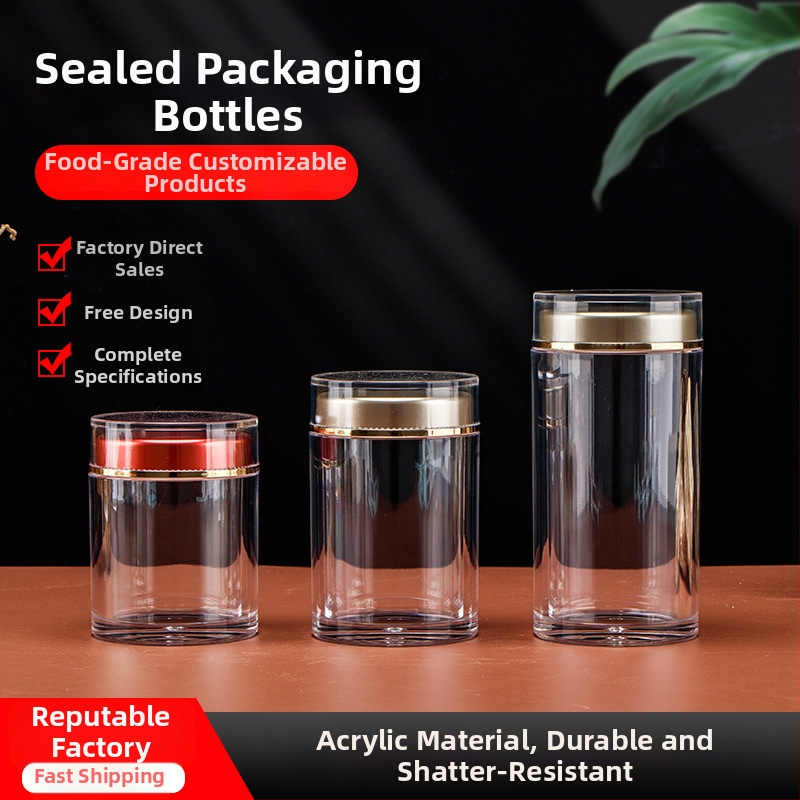 Prozirna akrilna posuda za hranu s dvostrukim poklopcem, 100 ml kapaciteta, prilagodljiv ispis (sitotisak, UV ispis, toplinski otisak)