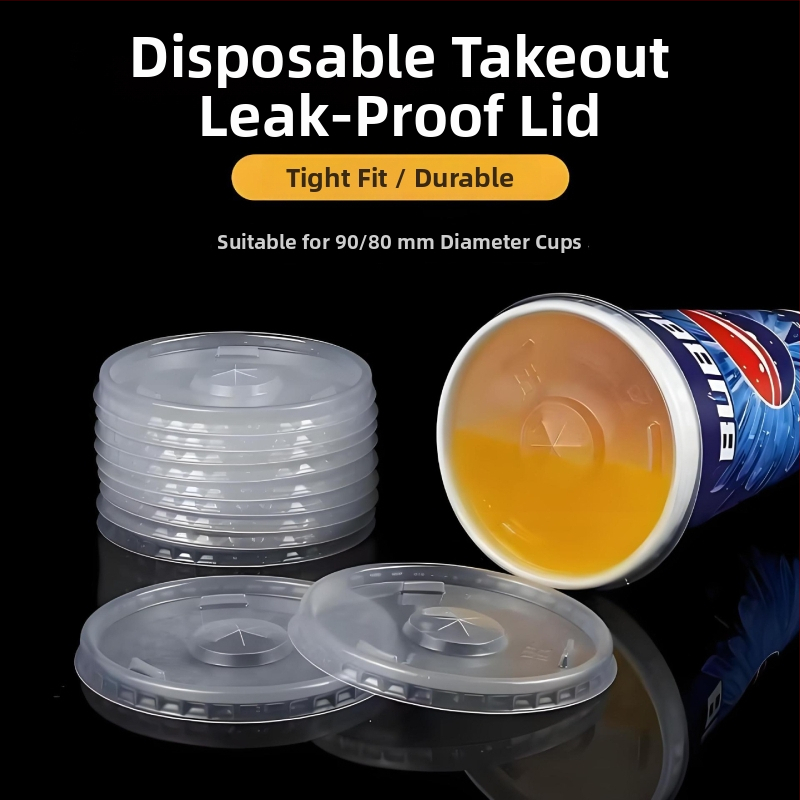 Capac PP transparent pentru pahare de ceai cu lapte și cafea, de unică folosință, imprimare logo disponibilă, pachet de 1000 bucăți