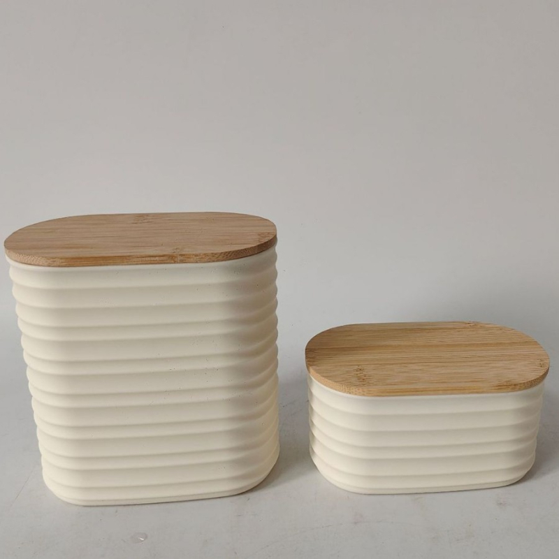 Plastična posuda za skladištenje s poklopcem od bambuka, kutija za konzerviranje s poklopcem, moderno minimalistički stil, kapacitet ispod 300 ml
