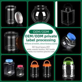 Zatvoren plastični spremnik za pohranu, prehrambene kvalitete proziran PET, debeli dizajn, kapacitet 500 ml–2,4 L, s poklopcem