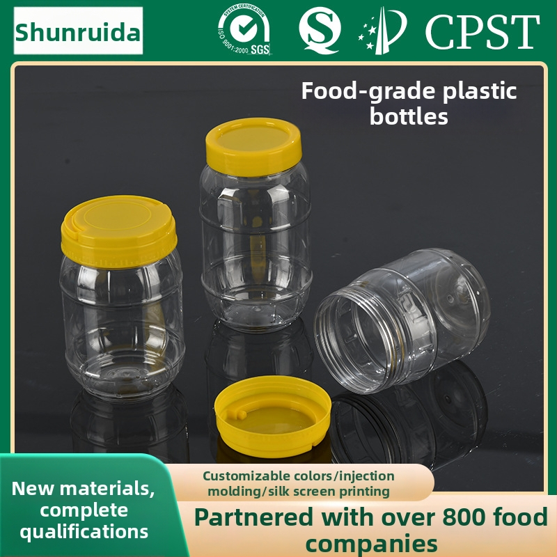 Zatvoren plastični spremnik za pohranu, prehrambene kvalitete proziran PET, debeli dizajn, kapacitet 500 ml–2,4 L, s poklopcem