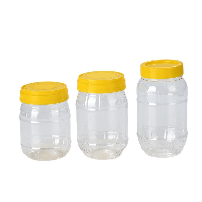 Zatvoren plastični spremnik za pohranu, prehrambene kvalitete proziran PET, debeli dizajn, kapacitet 500 ml–2,4 L, s poklopcem