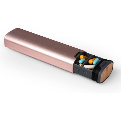 Kutija za lijekove J3, anodizirano aluminij, prijenosna s pregradom i poklopcem, kapacitet 0,005 L, dimenzije 16,5×5 cm