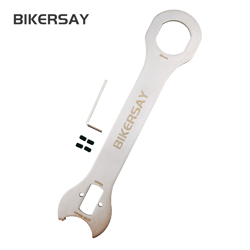 Cheie pentru bicicletă – oțel inoxidabil, instrument de demontare a axului și instalare ainelui de blocare, compatibil cu gaură pătrată, BIKERSAY, cu posibilitate de personalizare