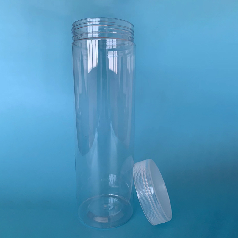Plastová fľaša na skladovanie so širokým otvorom a skrutkovacím uzáverom, objem 1700 ml, PET materiál, priehľadný matný kryt PP.