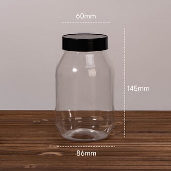 PET пластмасов буркан – запечатан, прозрачен за универсално опаковане (чай, ядки, зърна, сушени плодове)