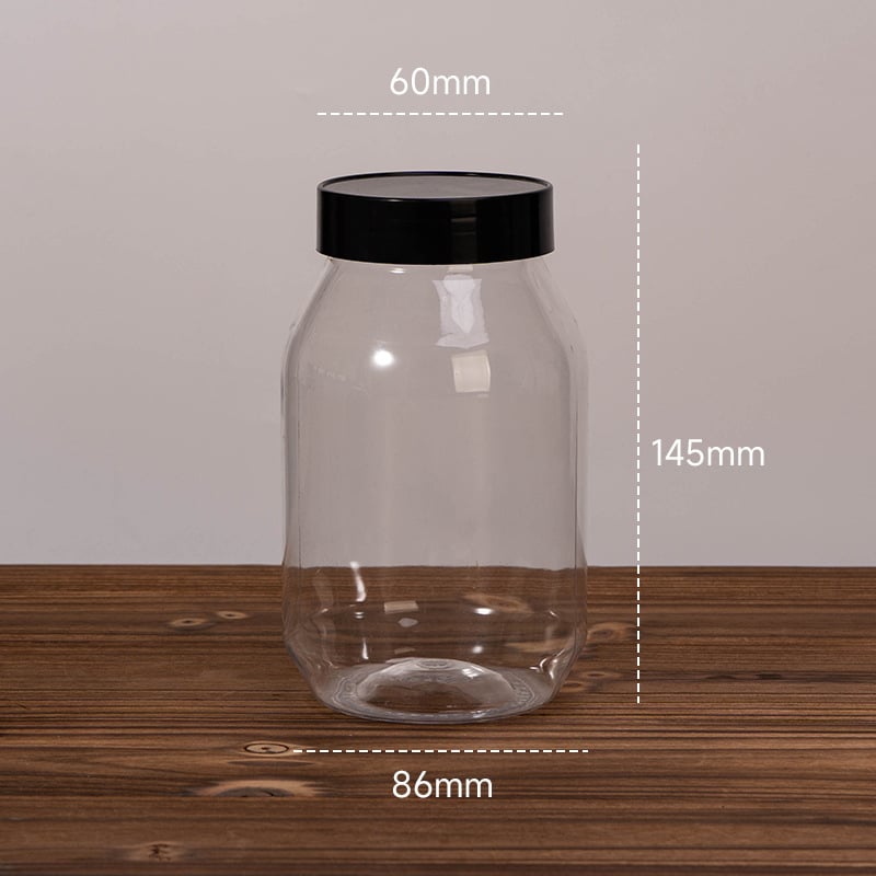 PET пластмасов буркан – запечатан, прозрачен за универсално опаковане (чай, ядки, зърна, сушени плодове)