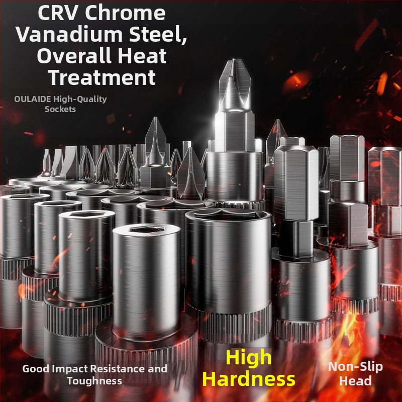 Olade 46-dijelni set socket ključeva od krom-vanadij čelika, za popravak električnih bicikala i motocikala, neto težina 1,19 kg