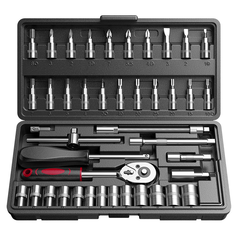 Olade 46-dijelni set socket ključeva od krom-vanadij čelika, za popravak električnih bicikala i motocikala, neto težina 1,19 kg