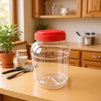 Yansheng PET буркан за лакомства с широко устие и преносим запечатващ капак, височина 195 мм, диаметър 105 мм, гърло 105 мм