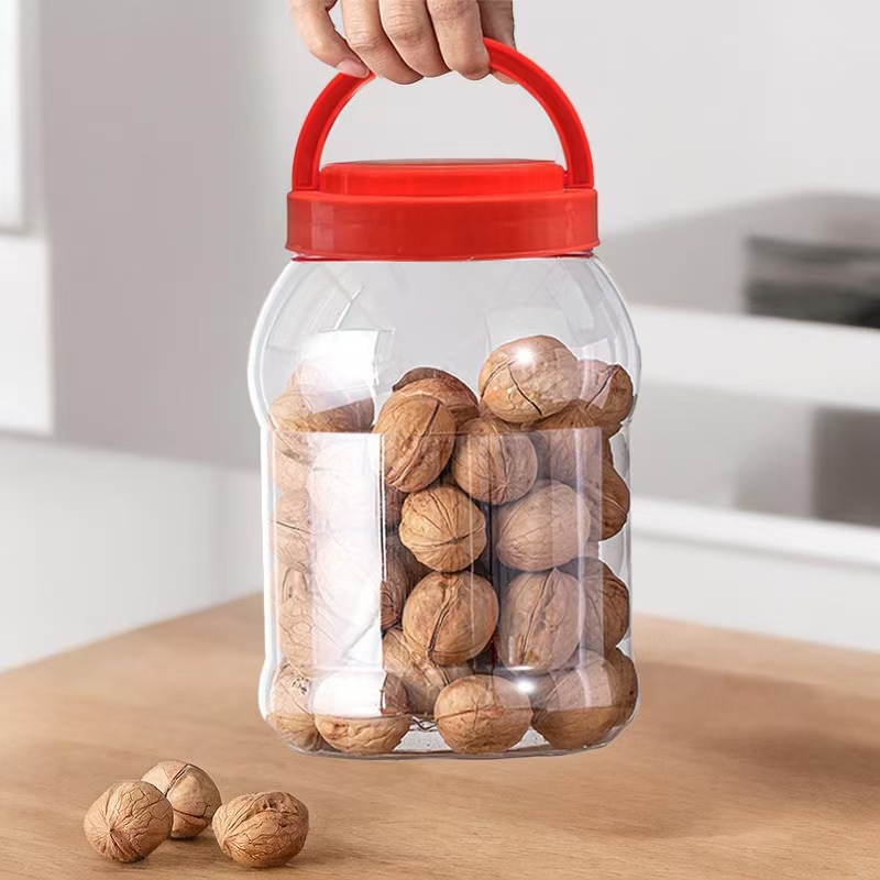Yansheng PET буркан за лакомства с широко устие и преносим запечатващ капак, височина 195 мм, диаметър 105 мм, гърло 105 мм