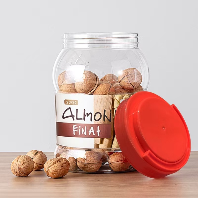 Yansheng PET буркан за лакомства с широко устие и преносим запечатващ капак, височина 195 мм, диаметър 105 мм, гърло 105 мм