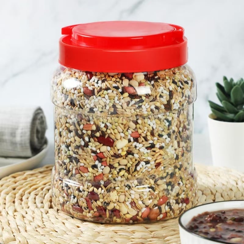 Yansheng PET буркан за лакомства с широко устие и преносим запечатващ капак, височина 195 мм, диаметър 105 мм, гърло 105 мм