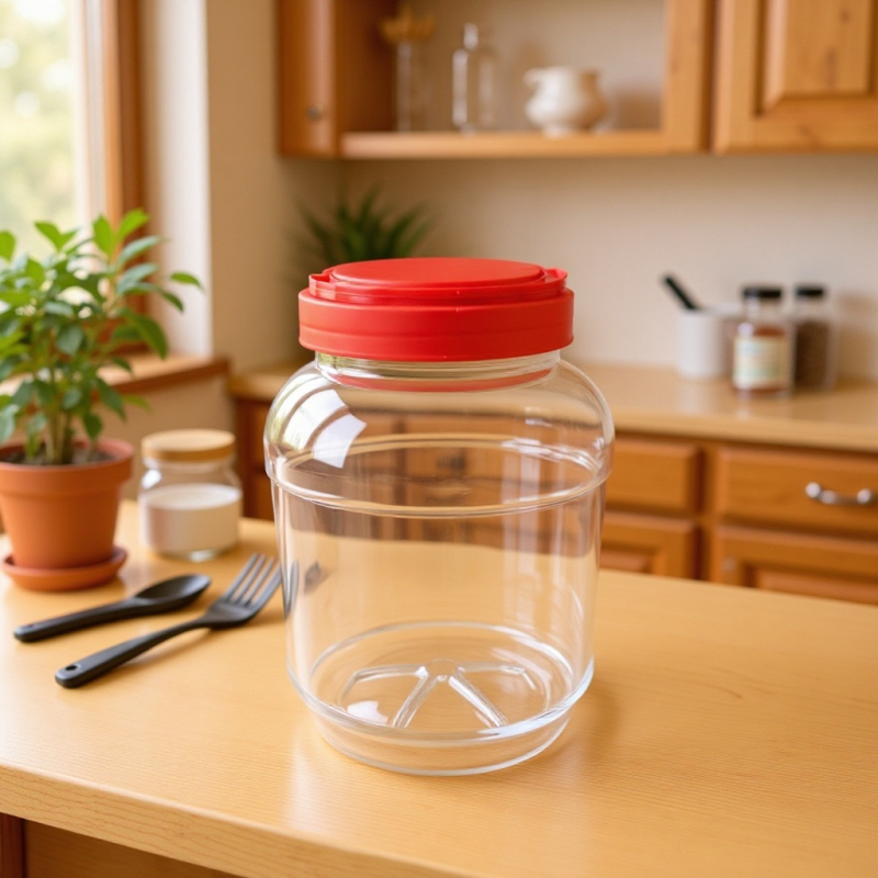 Yansheng PET буркан за лакомства с широко устие и преносим запечатващ капак, височина 195 мм, диаметър 105 мм, гърло 105 мм