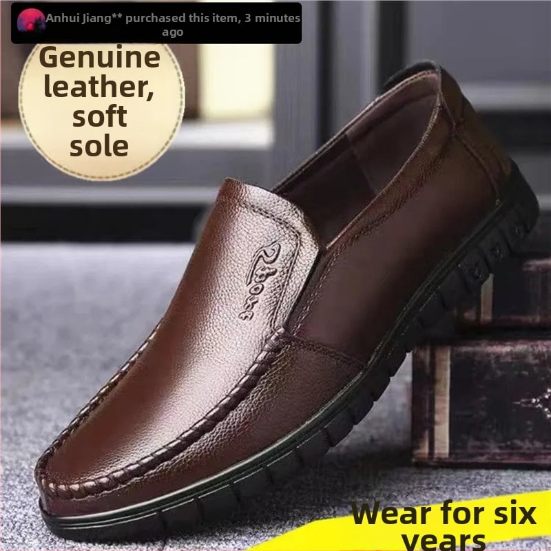 Muške kožne Slip-On tenisice – koža prvog sloja, gumeni potplat, casual, vodootporne