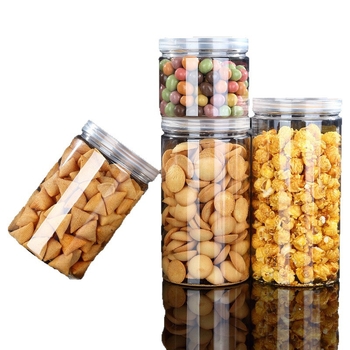 Prozirna PET plastična staklenka za skladištenje sa širokim otvorom i čvrstim poklopcem, pogodna za pakiranje orašastih plodova, dostupna u više kapaciteta