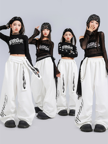 Dječji jazz plesni kostim, crop top i dugi rukavi, korejskog stila, pamuk, za djecu i adolescente od 8 godina