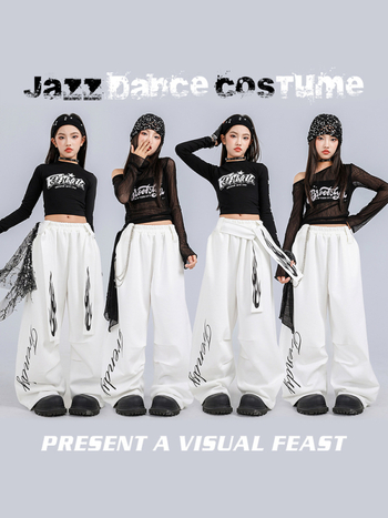 Dječji jazz plesni kostim, crop top i dugi rukavi, korejskog stila, pamuk, za djecu i adolescente od 8 godina