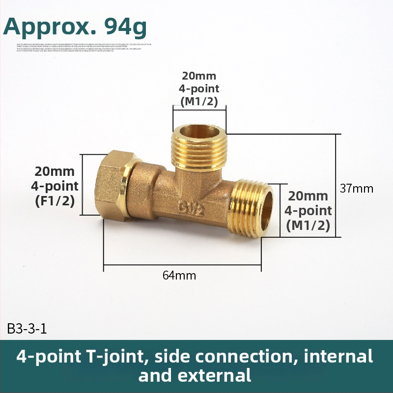 Bakreni T spoj – moderni minimalisticki dizajn, materijal: bakar, marka Left Circle Right Square