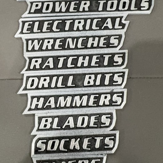 Magnetske naljepnice za kutiju s alatom – set od 12 komada, PLA materijal, 3D ispis